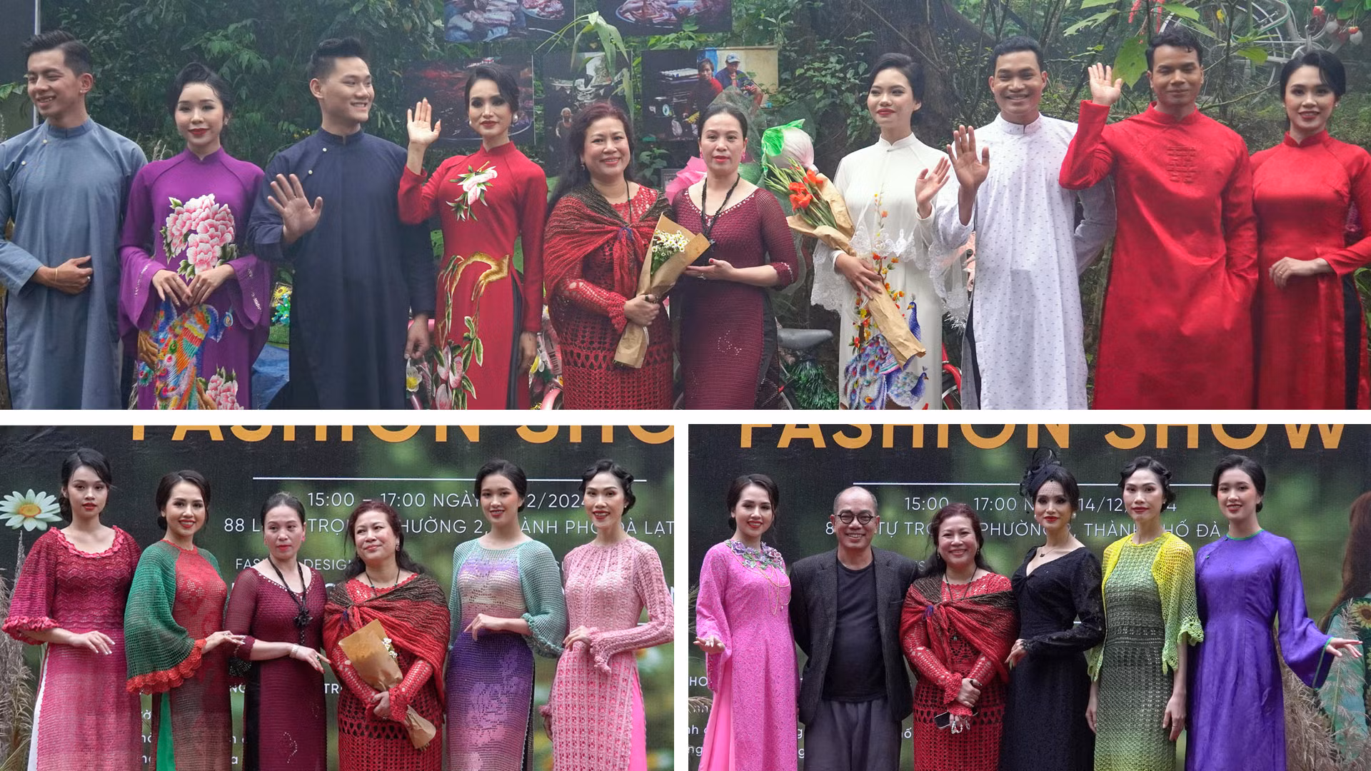 Bộ sưu tập trong "đan áo mùa xuân" là áo dài cách điệu, áo len đan móc thủ công, trang phục áo dài lễ phục cưới...