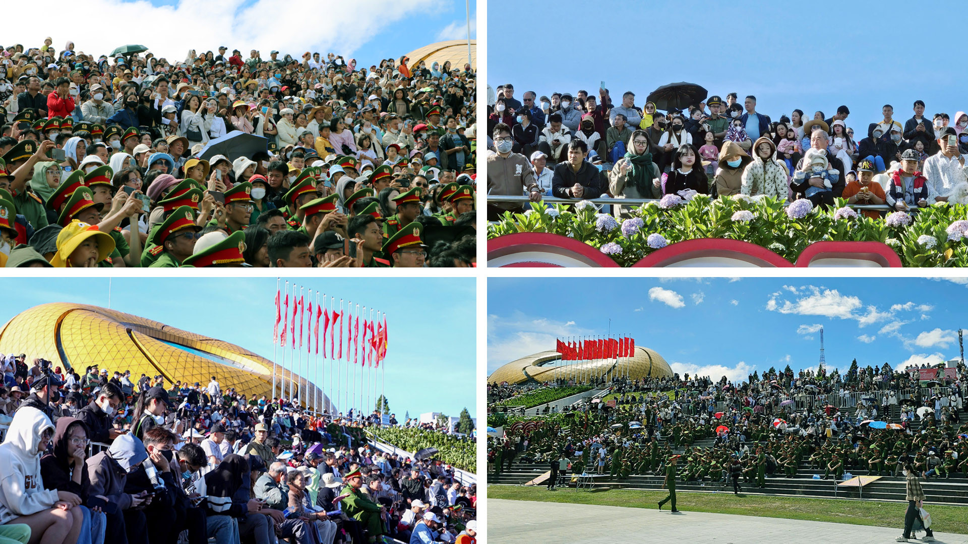 Tại lễ khai mạc, hàng nghìn người dân địa phương và du khách ở Quảng trường Lâm Viên và quanh hồ Xuân Hương, thành phố Đà Lạt được thưởng thức chương trình duyệt đội ngũ ấn tượng.