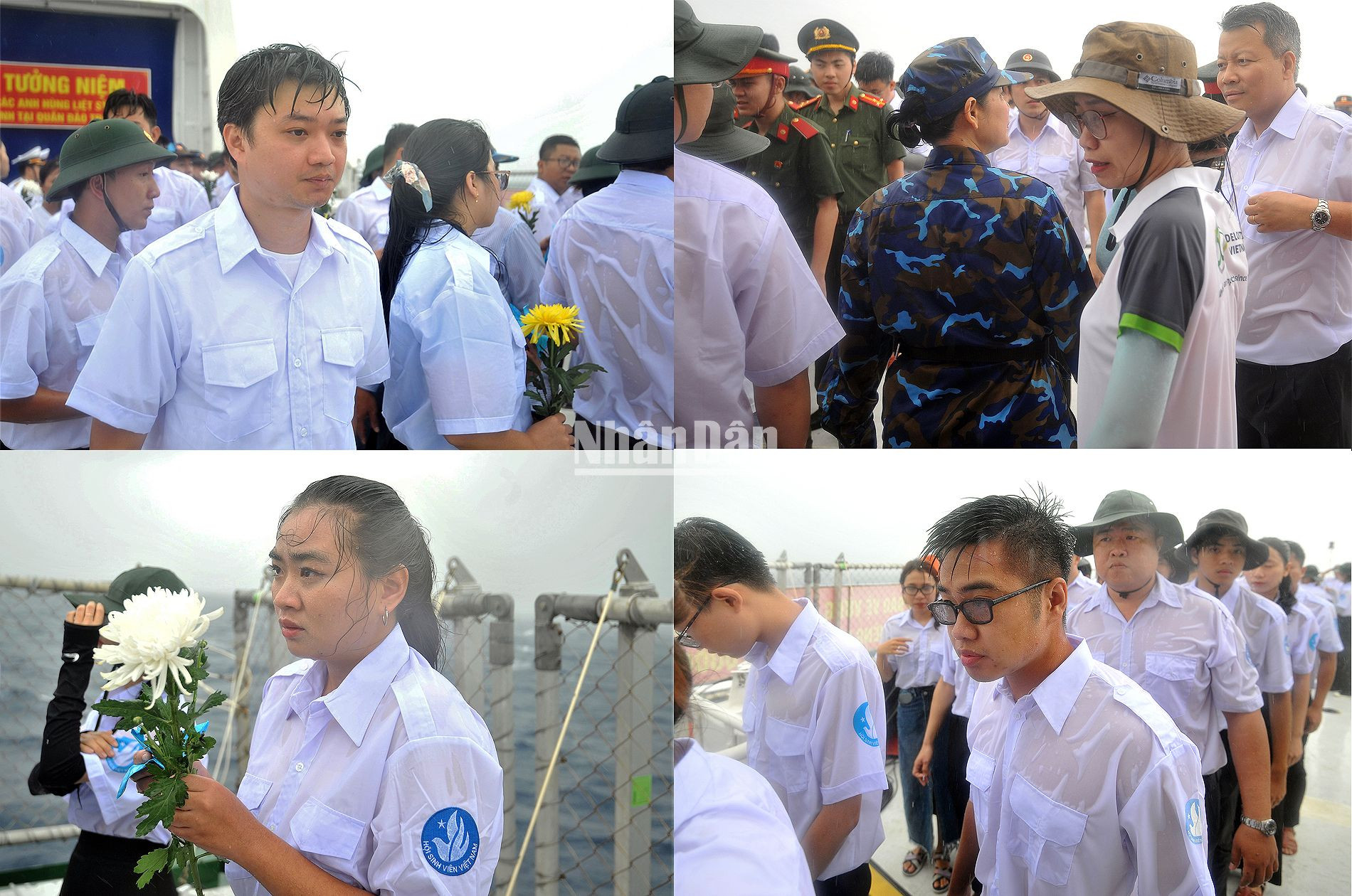 Các đại biểu Hành trình không thể kìm nén sự xúc động trong cơn mưa tầm tã.