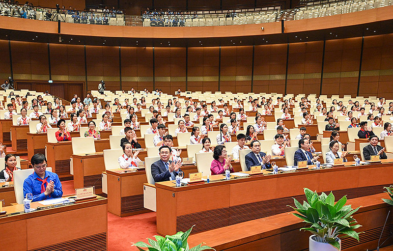Toàn cảnh Phiên họp giả định "Quốc hội trẻ em" lần thứ nhất.