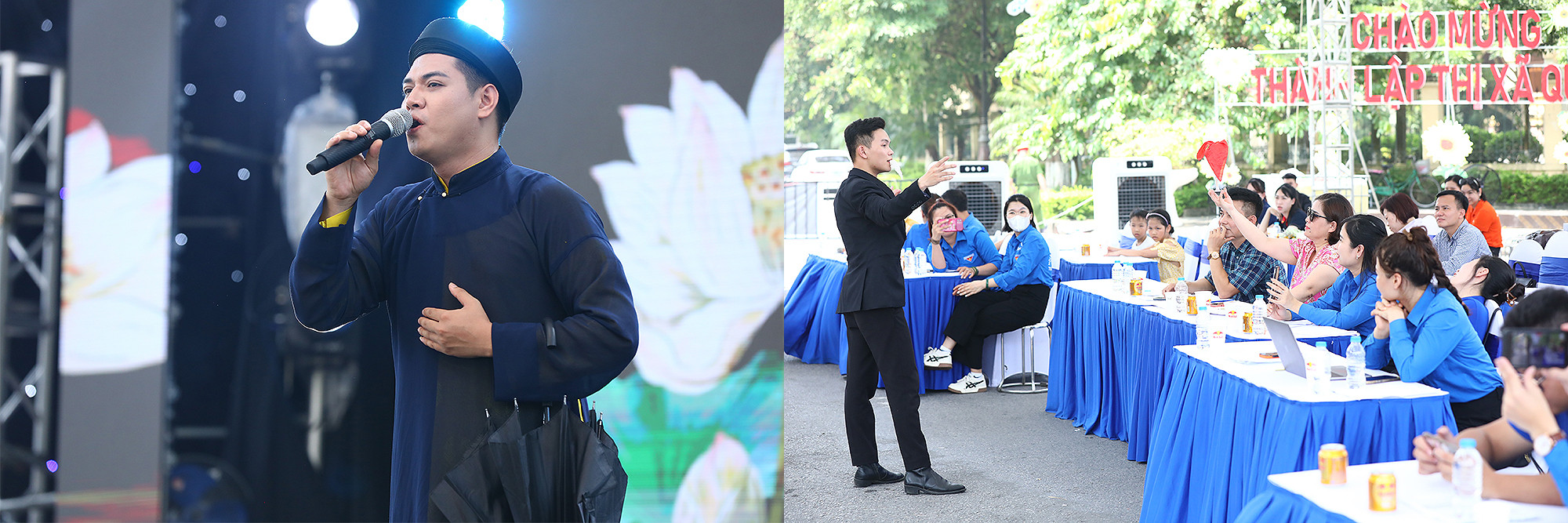 Thanh niên công nhân tự tin thể hiện tài năng ca hát, trình diễn ảo thuật trước Ban Giám khảo, gồm nhiều nghệ sĩ tên tuổi và đông đảo khán giả đại chúng.