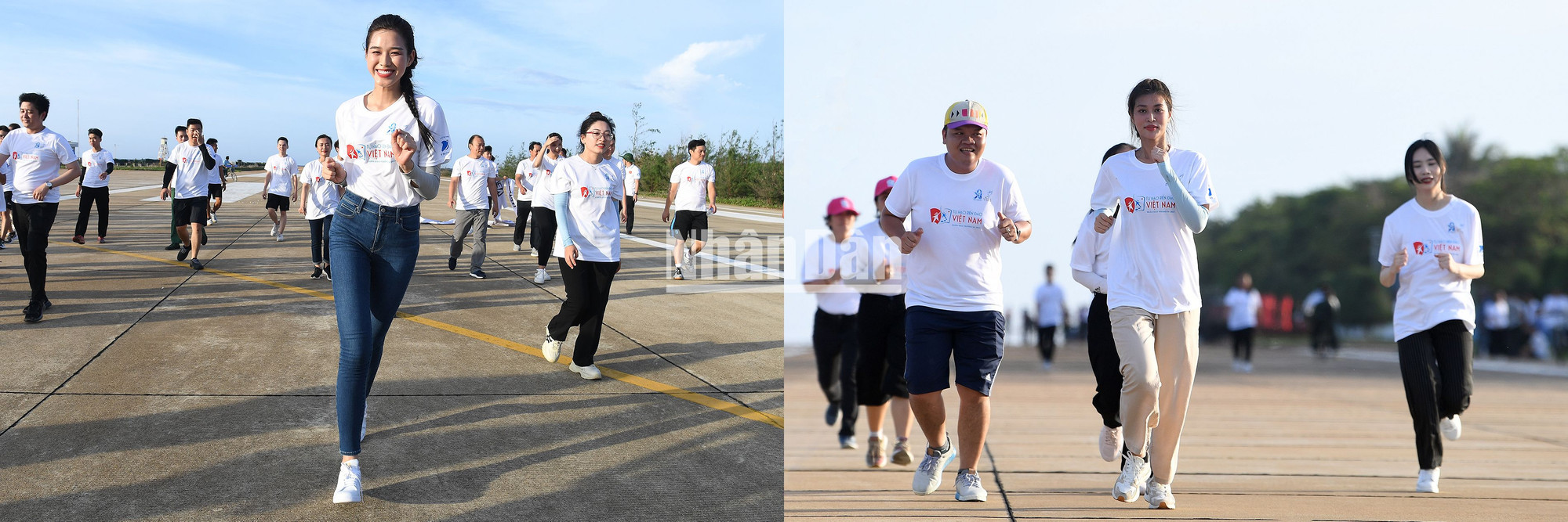 Hoa hậu Việt Nam 2020 Đỗ Thị Hà và Hoa hậu Hòa bình Việt Nam 2022 Đoàn Thiên Ân tại giải chạy "Vì Trường Sa thân yêu".