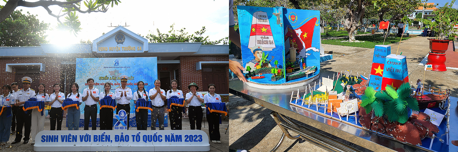 Những hình ảnh tại Triển lãm mỹ thuật "Sinh viên với biển, đảo Tổ quốc" tại thị xã Trường Sa.