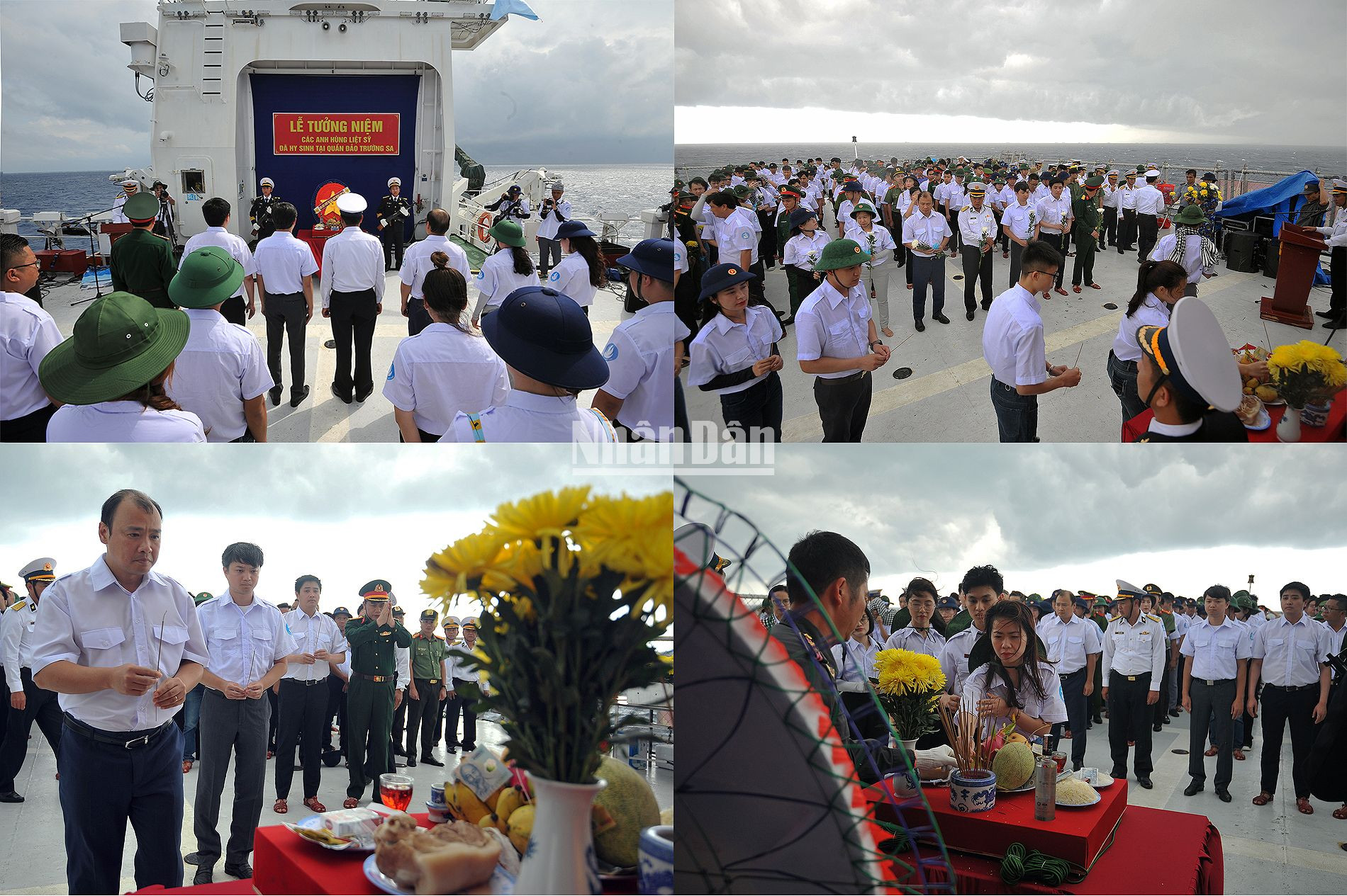 Thời tiết trên vùng đảo Gạc Ma, Cô Lin, Len Đao thay đổi chỉ trong vài phút kể từ khi lễ tưởng niệm bắt đầu.