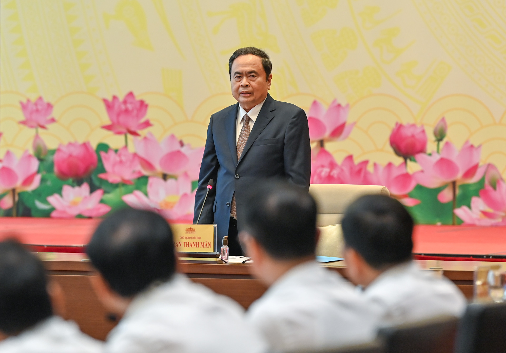 Chủ tịch Quốc hội Trần Thanh Mẫn phát biểu chỉ đạo tại buổi gặp mặt.