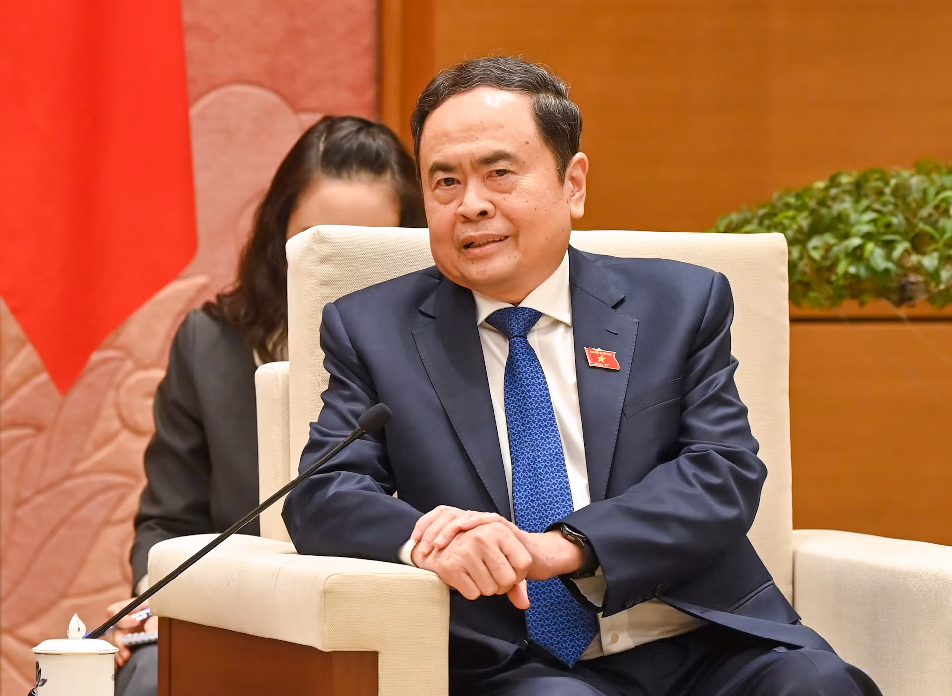 Chủ tịch Quốc hội Trần Thanh Mẫn phát biểu tại hội kiến. Chủ tịch Quốc hội Trần Thanh Mẫn phát biểu tại hội kiến.