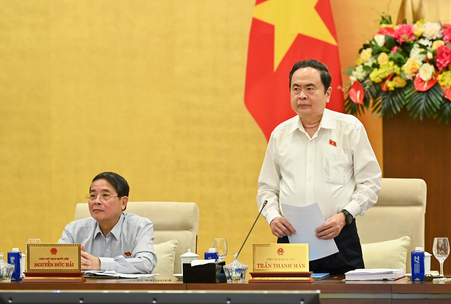 Chủ tịch Quốc hội Trần Thanh Mẫn phát biểu gợi mở, định hướng các nội dung thảo luận tại phiên họp.