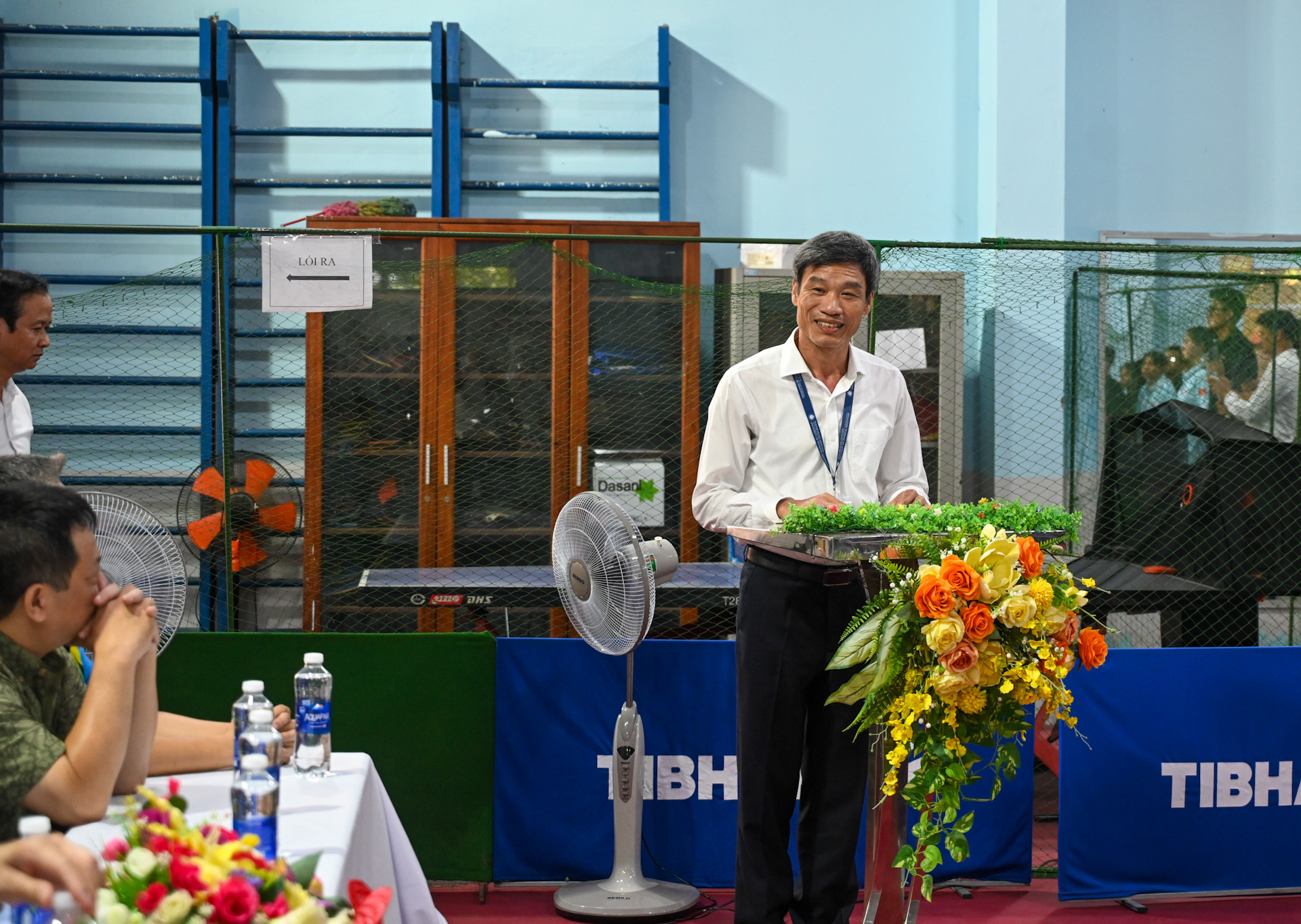 PGS.TS Phan Thanh Hài - Hiệu trưởng Trường đại học Thể dục Thể thao Đà Nẵng phát biểu tại buổi trao tặng.