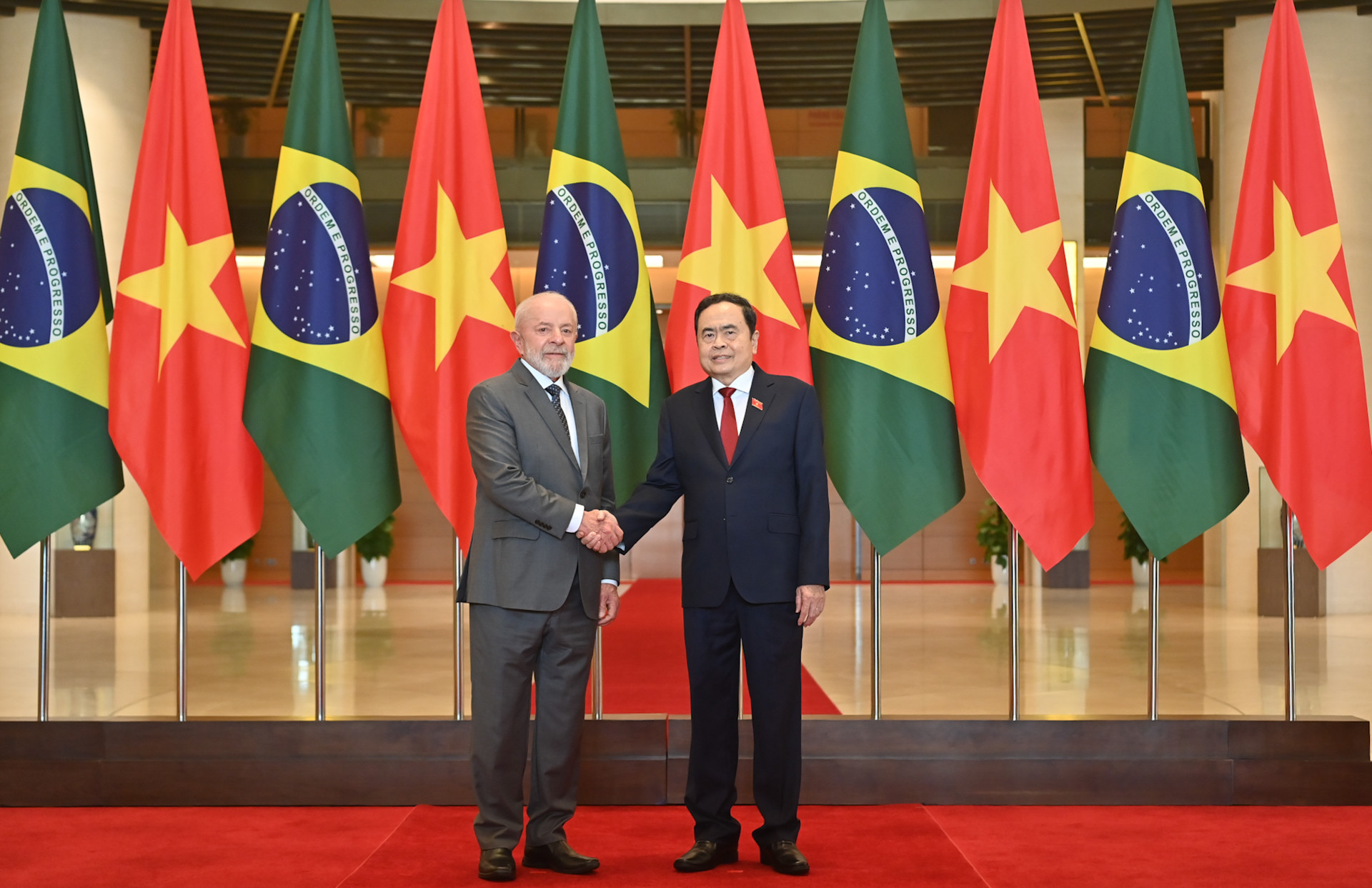 Chủ tịch Quốc hội Trần Thanh Mẫn và Tổng thống Brazil Luiz Inácio Lula da Silva.