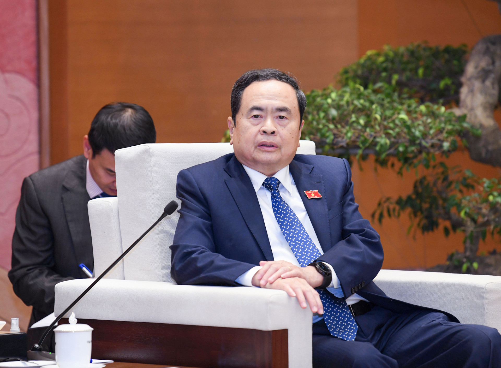 Chủ tịch Quốc hội Trần Thanh Mẫn phát biểu tại buổi tiếp.