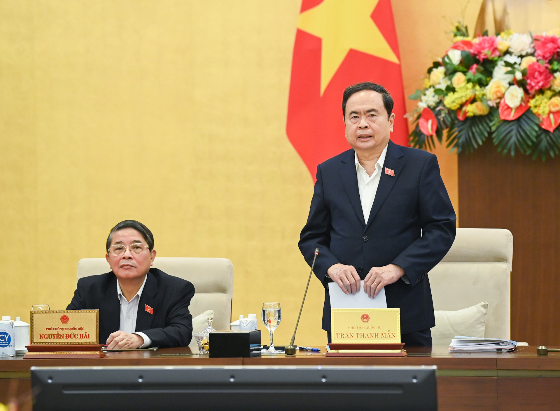 Chủ tịch Quốc hội Trần Thanh Mẫn phát biểu khai mạc phiên họp.