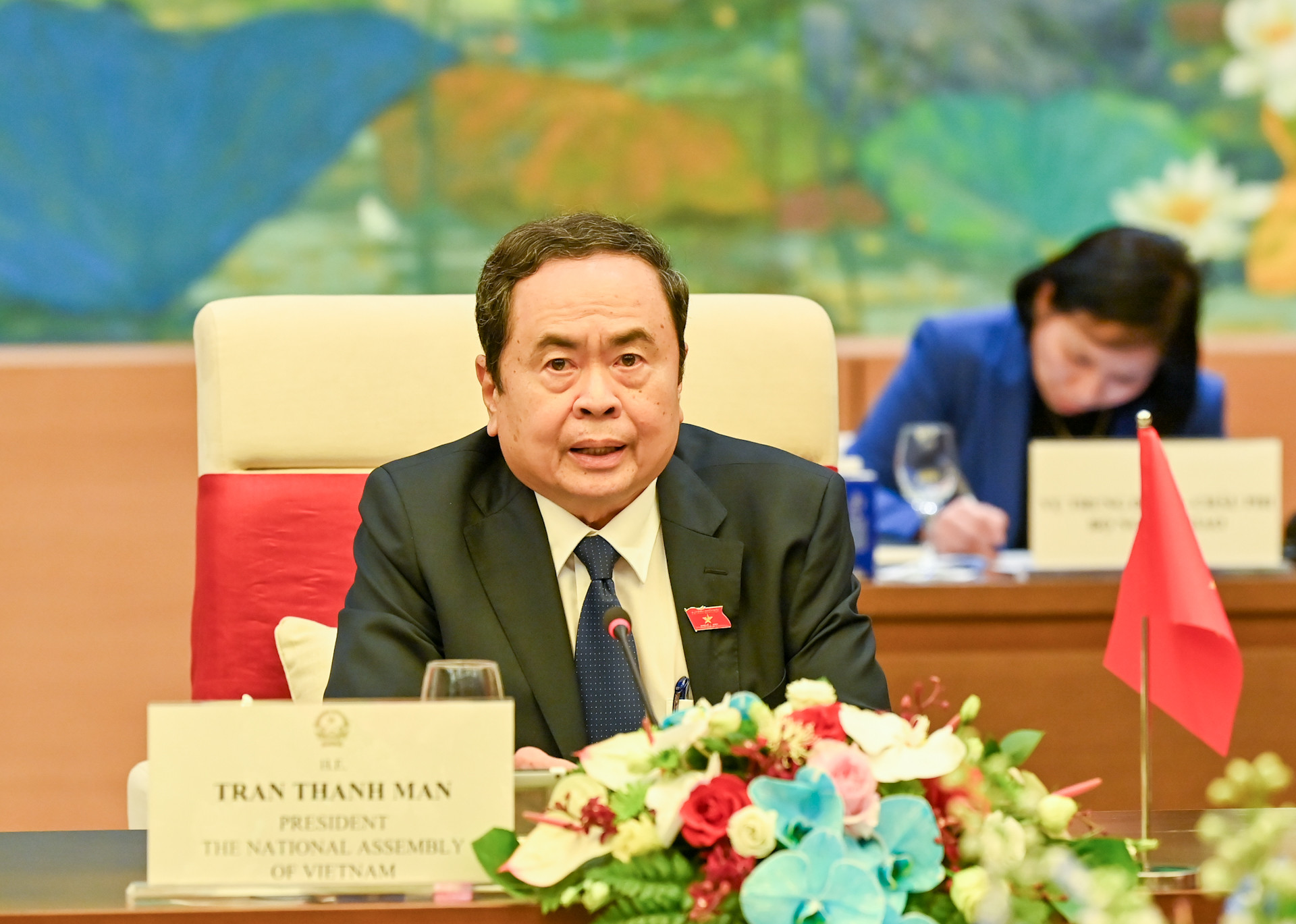 Chủ tịch Quốc hội Trần Thanh Mẫn phát biểu tại hội kiến.