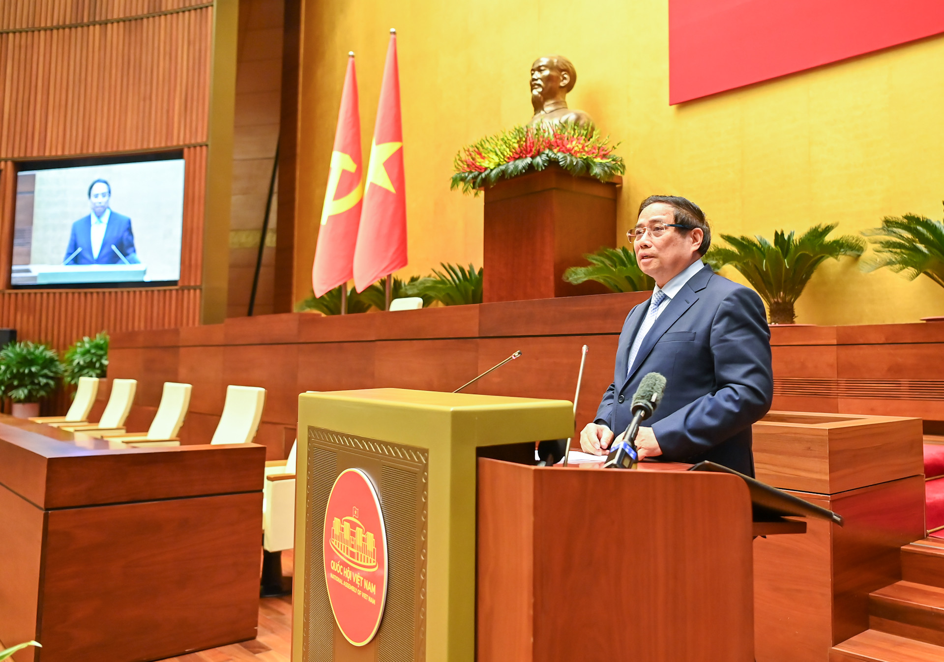 Thủ tướng Phạm Minh Chính truyền đạt chuyên đề về các dự thảo Văn kiện trình Đại hội XIV của Đảng.