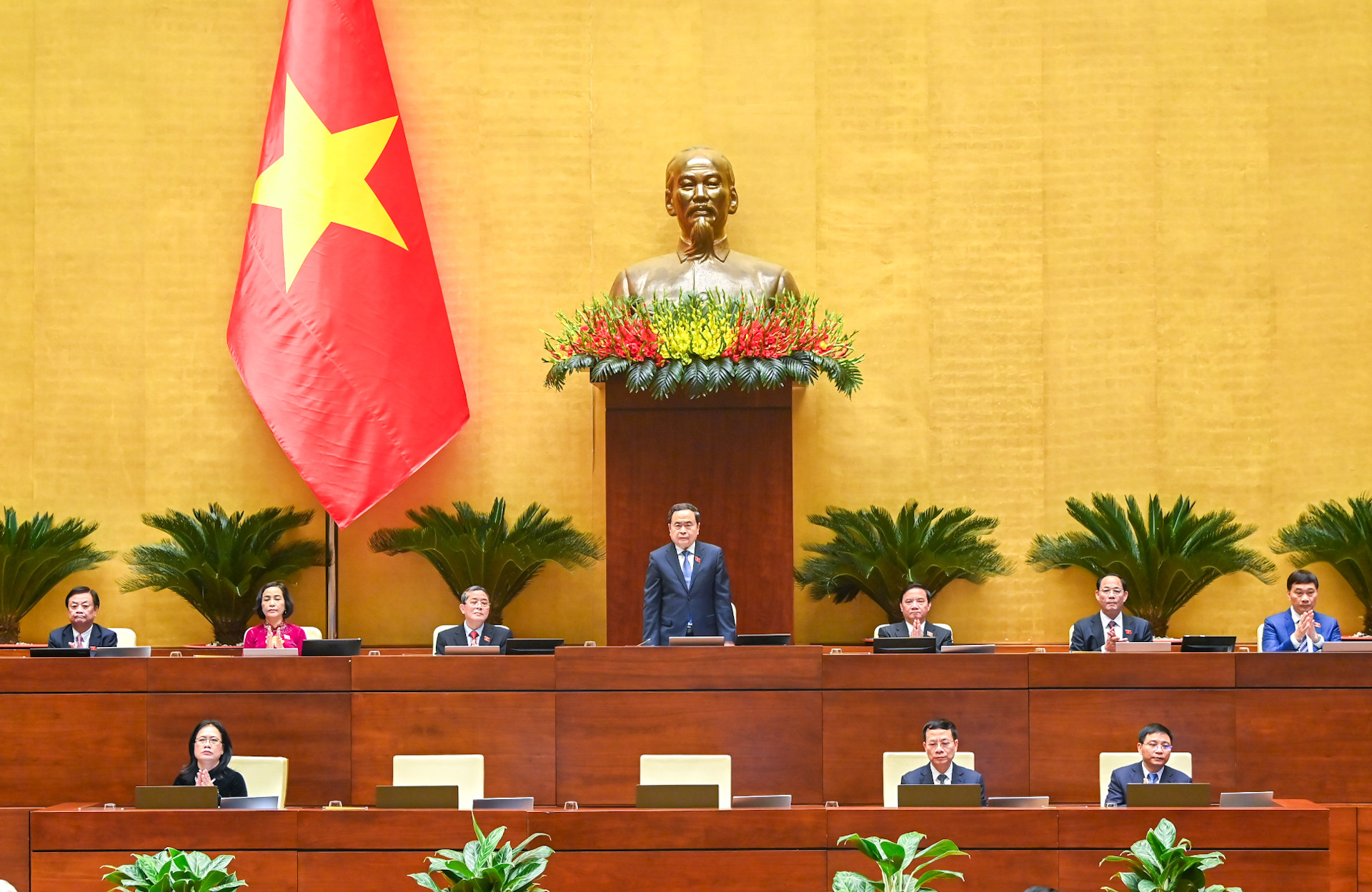 Chủ tịch Quốc hội Trần Thanh Mẫn và các Phó Chủ tịch Quốc hội tại phiên bế mạc.