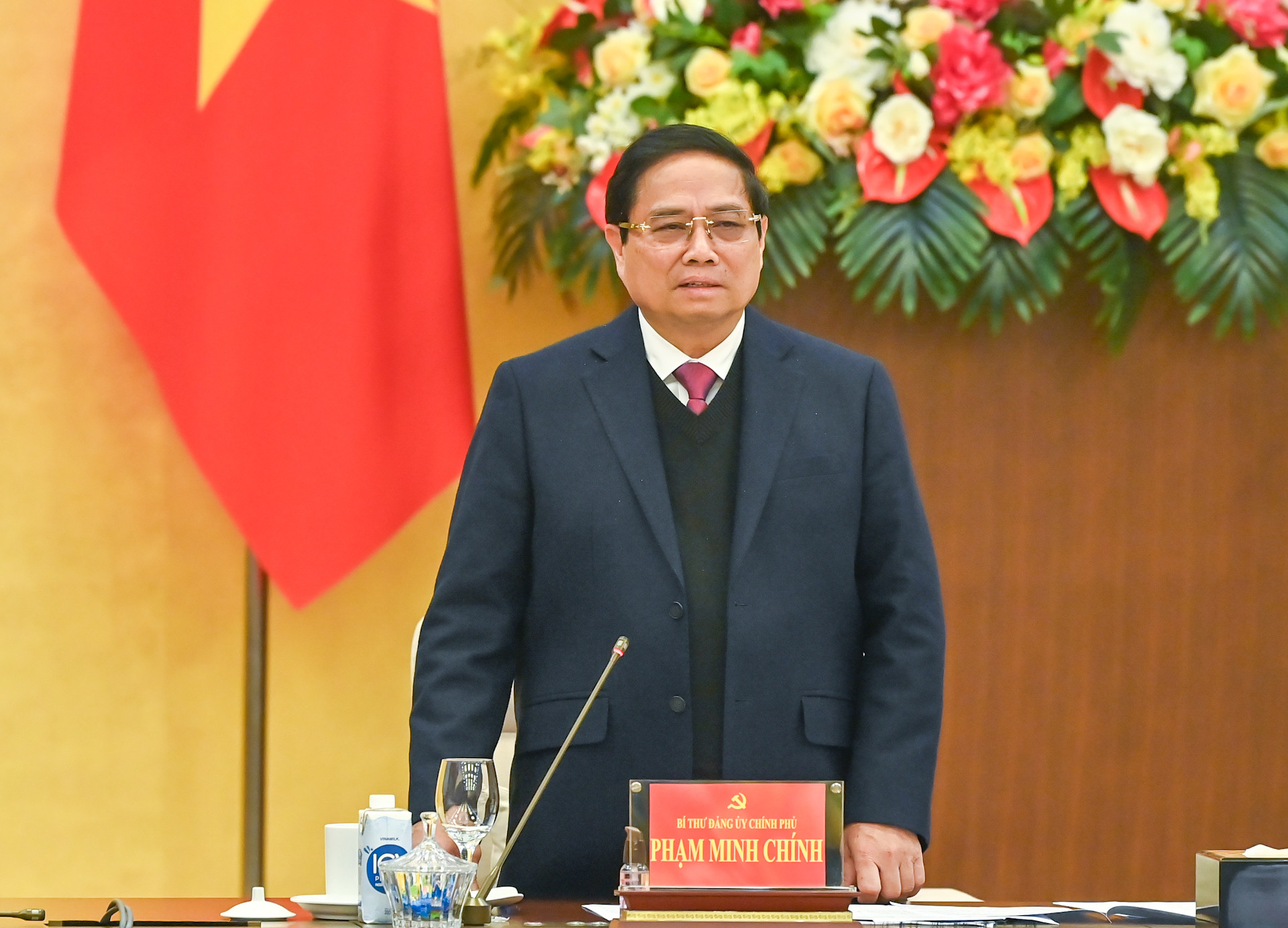 Bí thư Đảng ủy Chính phủ, Thủ tướng Chính phủ Phạm Minh Chính phát biểu ý kiến.