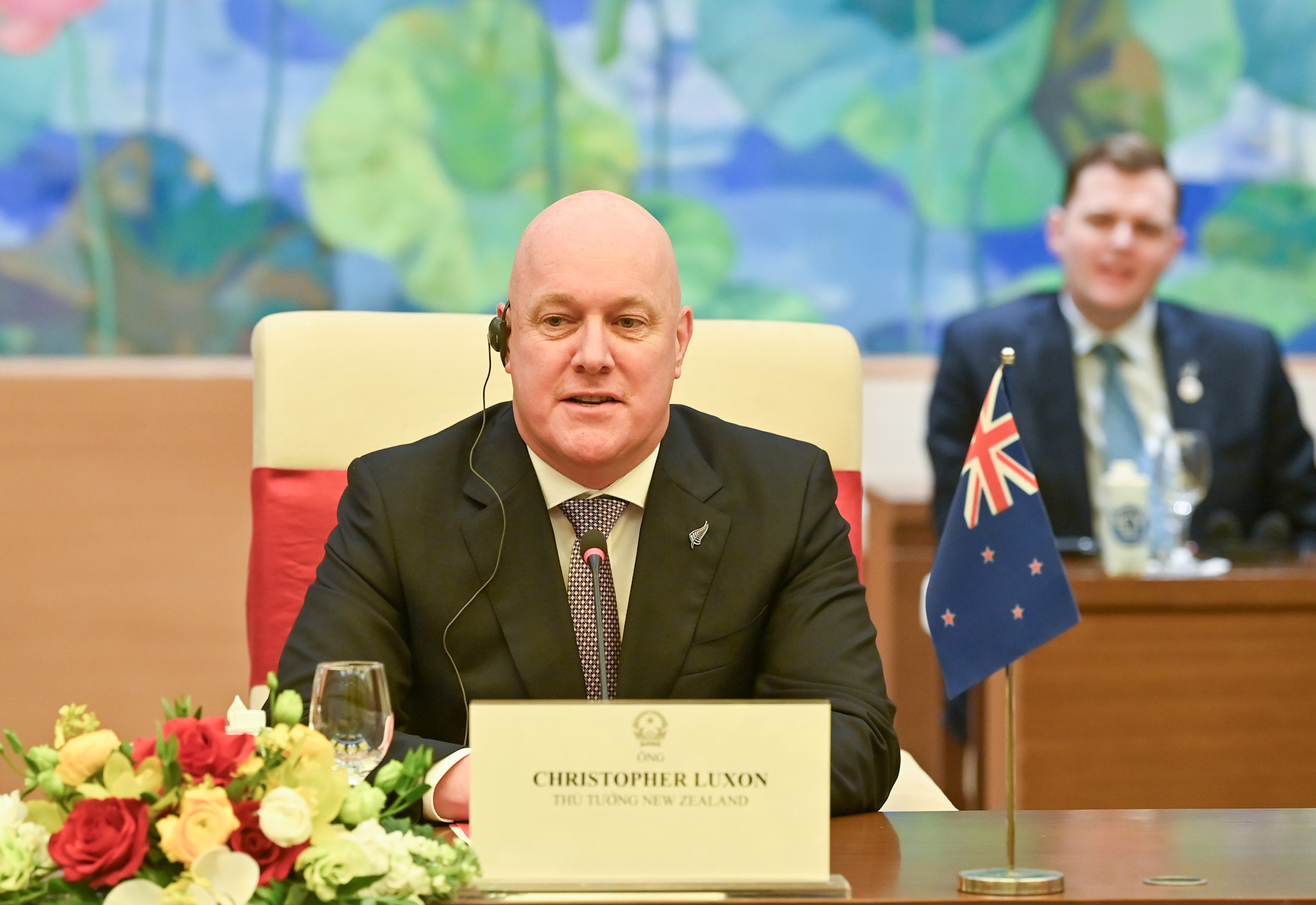 Thủ tướng New Zealand Christopher Luxon phát biểu tại hội kiến.