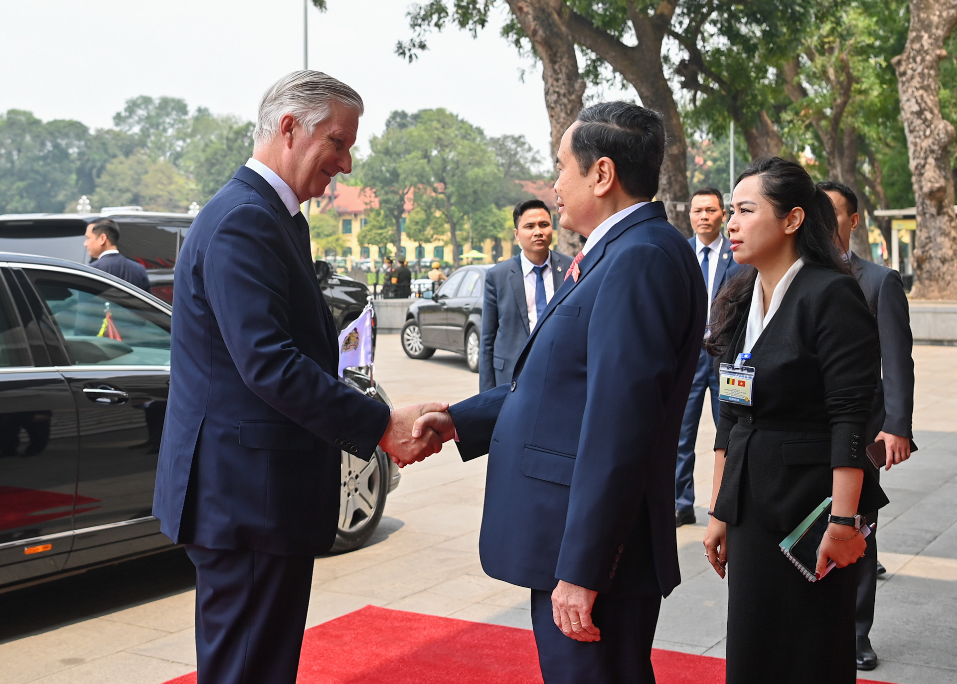 Chủ tịch Quốc hội Trần Thanh Mẫn đón Nhà vua Vương quốc Bỉ Philippe.