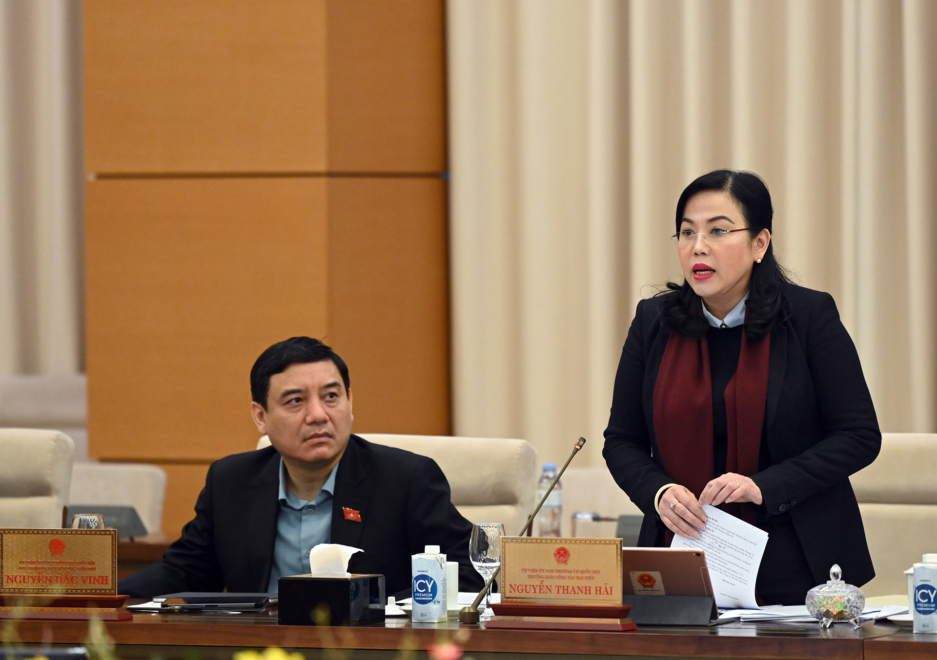 Trưởng ban Công tác đại biểu Nguyễn Thanh Hải phát biểu ý kiến tại phiên họp.