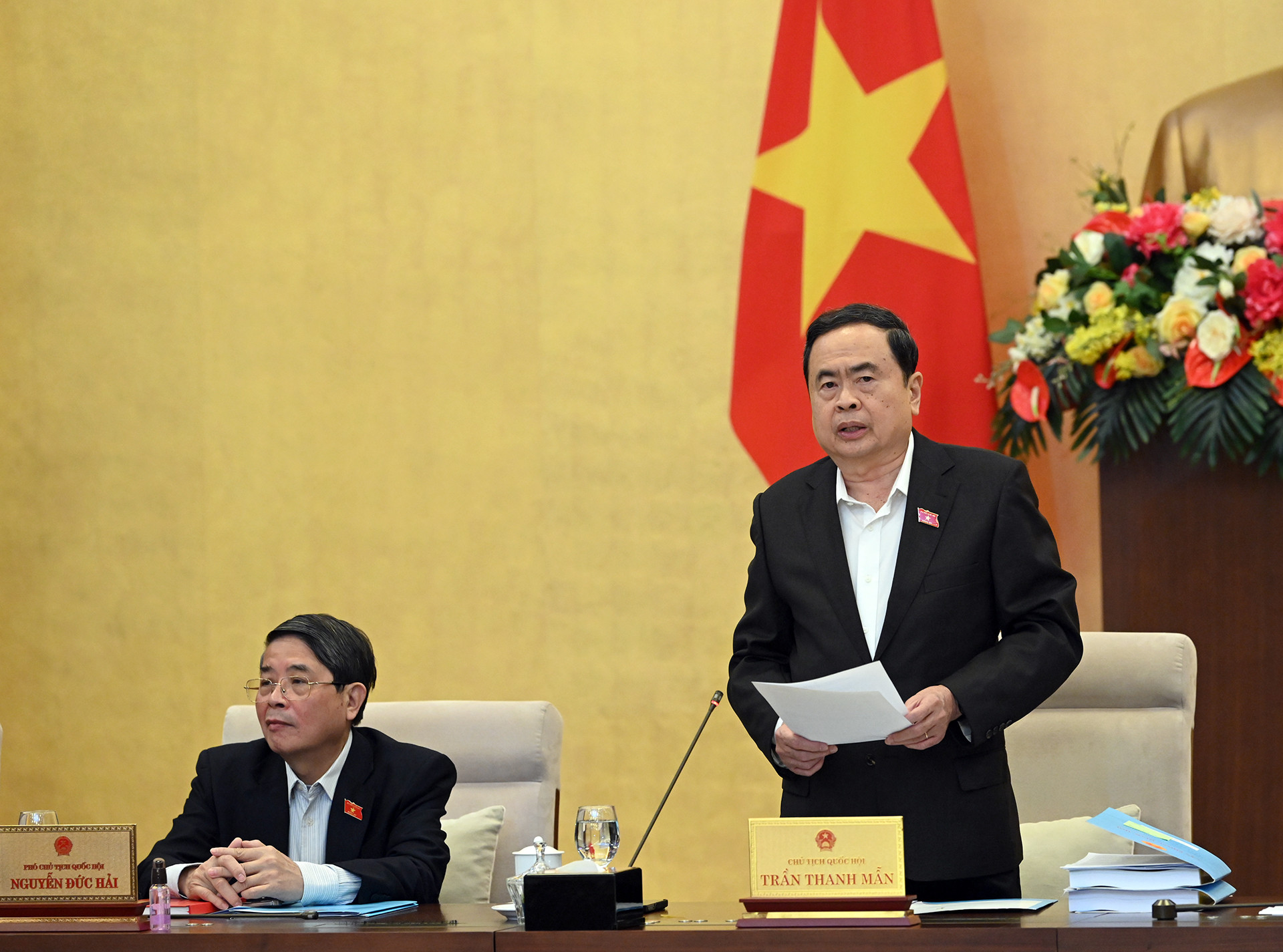 Chủ tịch Quốc hội Trần Thanh Mẫn phát biểu khai mạc phiên họp thứ 42 Ủy ban Thường vụ Quốc hội.