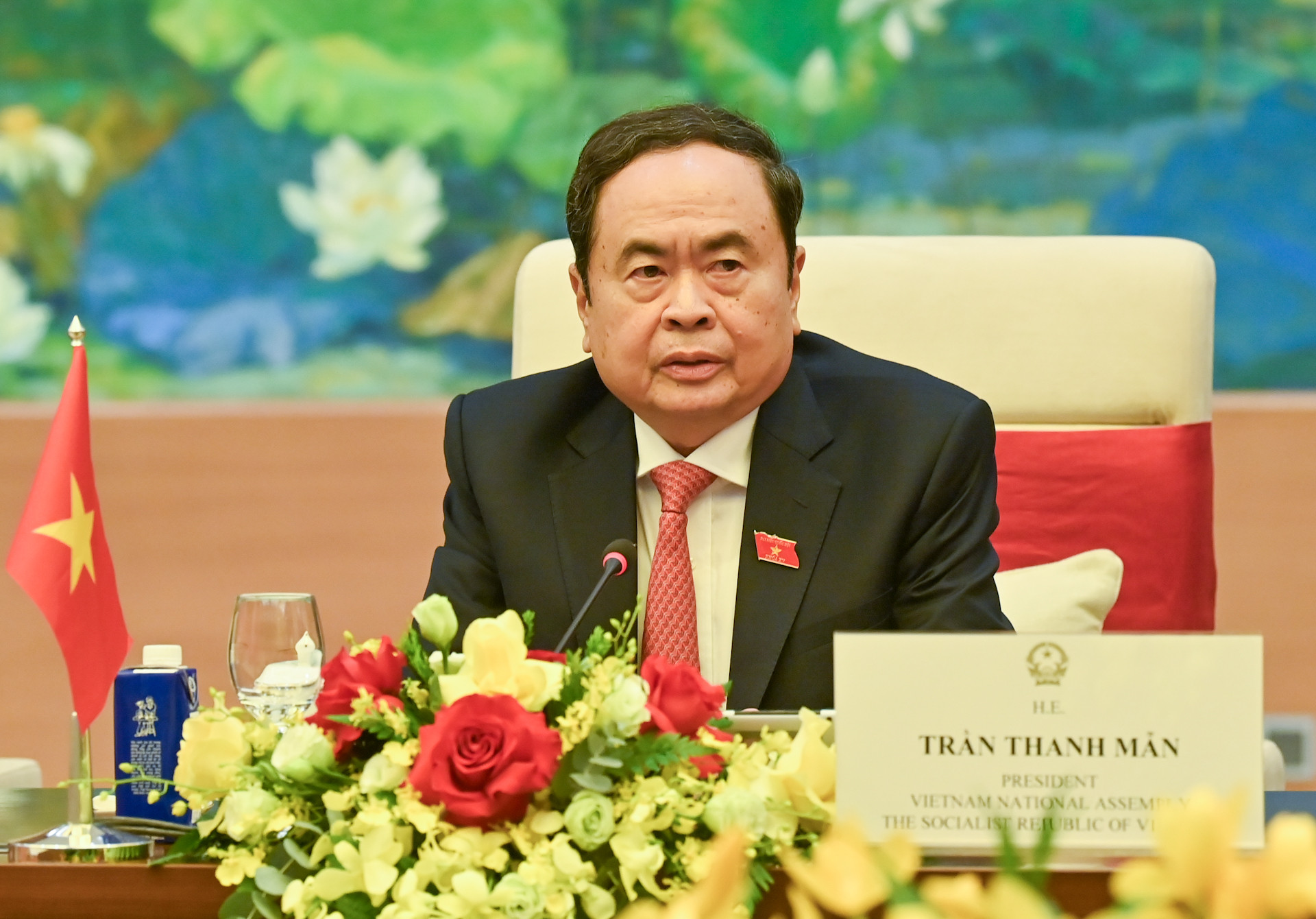 Chủ tịch Quốc hội Trần Thanh Mẫn phát biểu tại hội kiến.