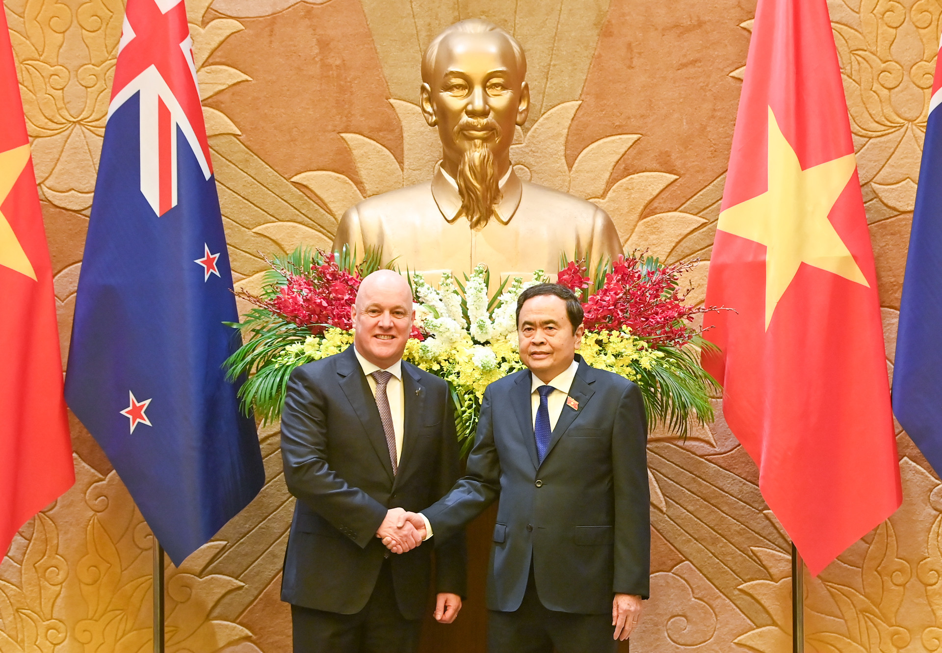 Chủ tịch Quốc hội Trần Thanh Mẫn và Thủ tướng New Zealand Christopher Luxon tại hội kiến.