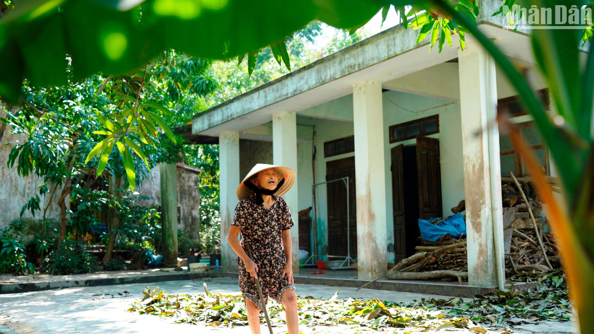 Bà Lê Thị Nhân, 83 tuổi, từng tham gia cách mạng để bảo vệ xóm làng, đào hầm trú ẩn ở rừng Trung Sơn, bị giặc bắt tù đày nhiều năm. Cụ cho biết dân làng bao đời nay gìn giữ cánh rừng như báu vật. Bà nói mảnh đất Trung Sơn này giàu nhân nghĩa, rừng Trung Sơn là khu rừng có quá nhiều điều đặc biệt. (Ảnh: ANH ĐÀO)