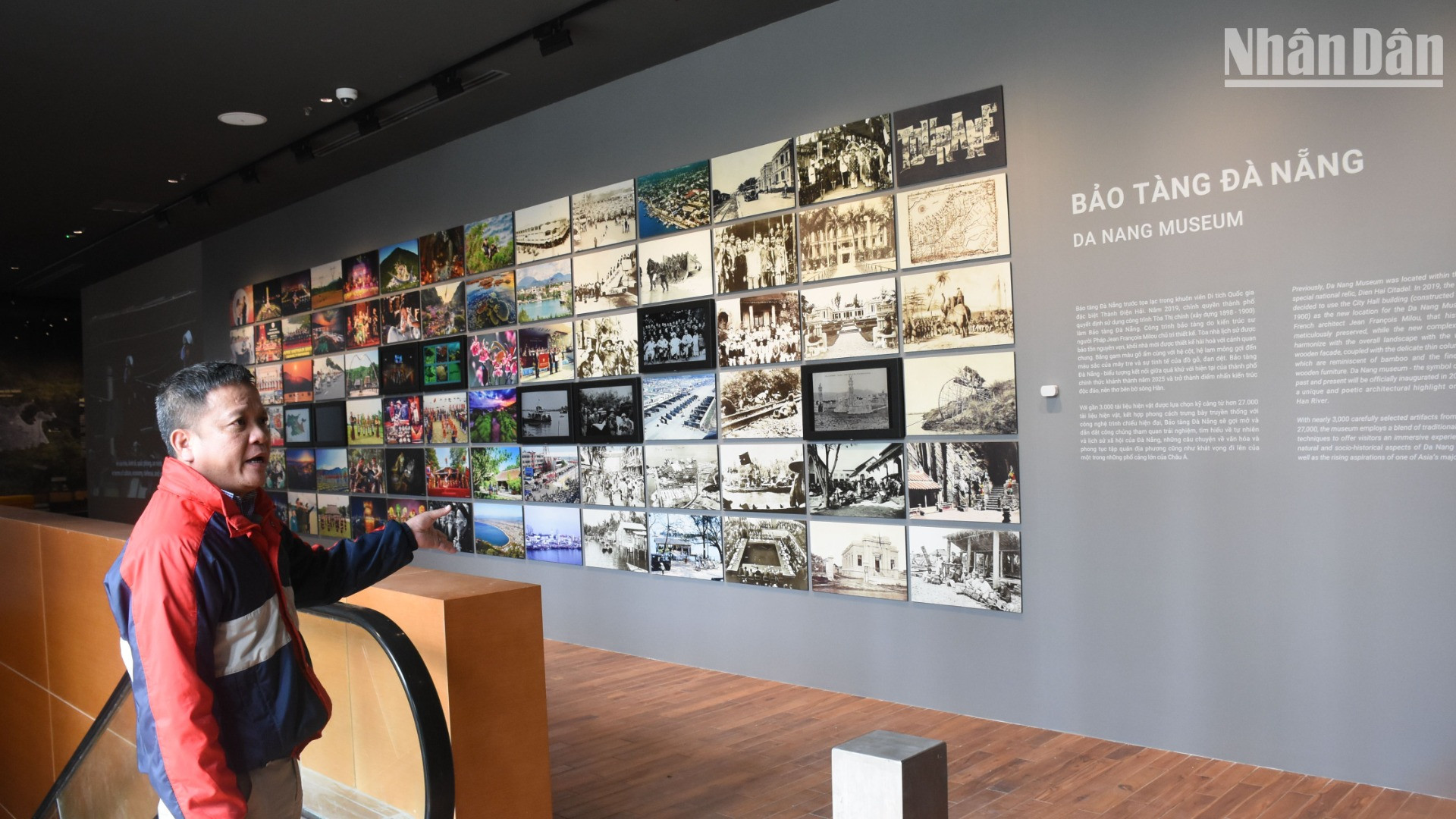 Không gian trưng bày với những hình ảnh nổi bật nhất của lịch sử hình thành, phát triển và dựng xây của thành phố Đà Nẵng 50 năm qua. (Ảnh: ANH ĐÀO)