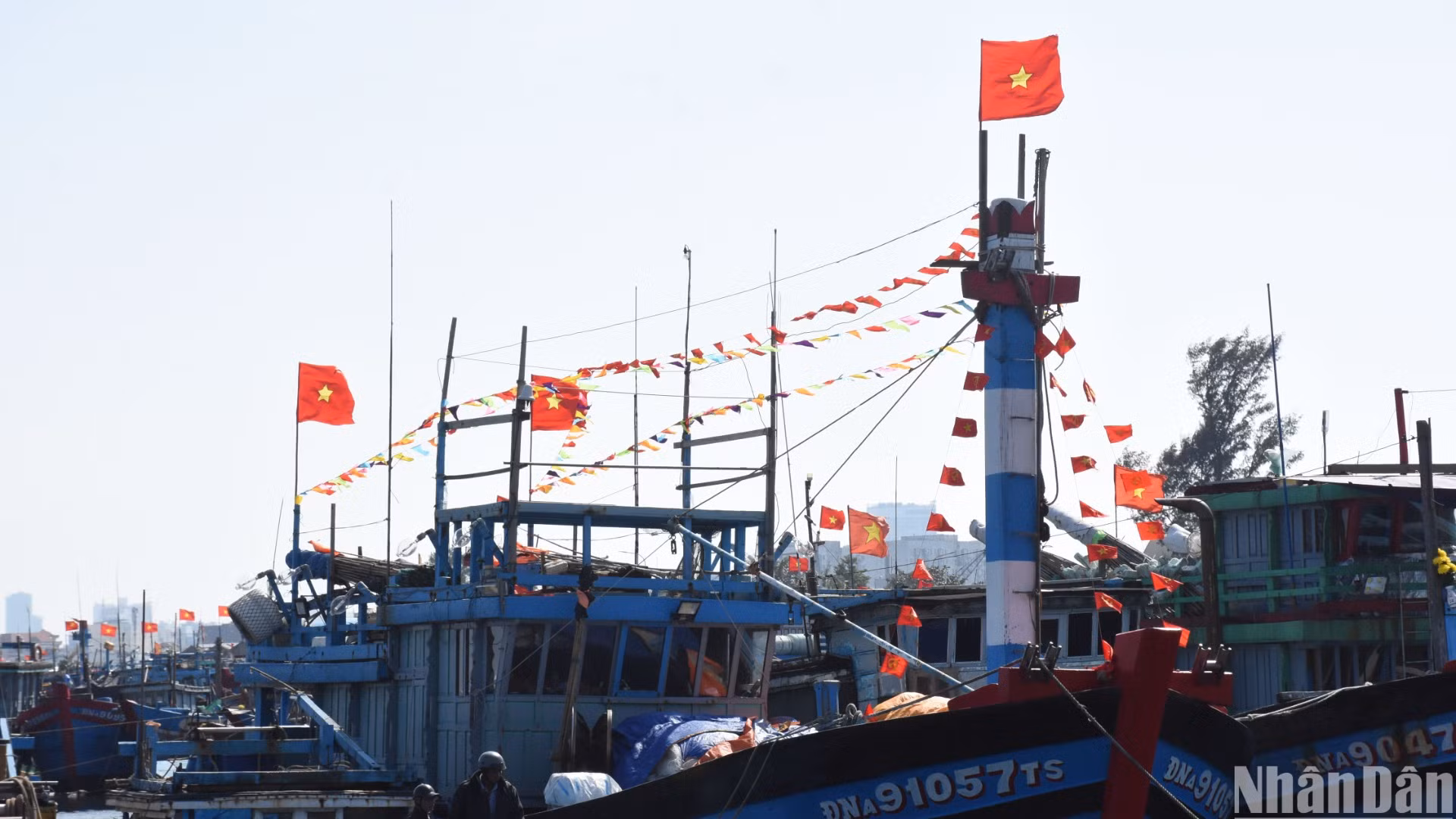 Tàu cá của ngư dân miền Trung về neo đậu tại Âu thuyền cảng cá Thọ Quang Đà Nẵng trong những ngày Tết nguyên đán Ất Tỵ 2025. (Ảnh: ANH ĐÀO)