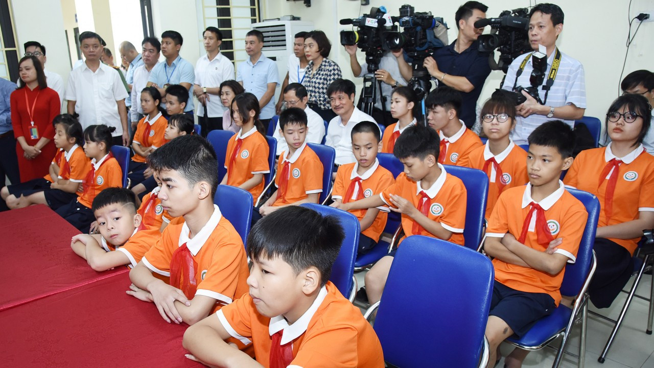 Các cháu học sinh đang theo học tại Trung tâm Nuôi dưỡng trẻ khuyết tật Hà Nội.