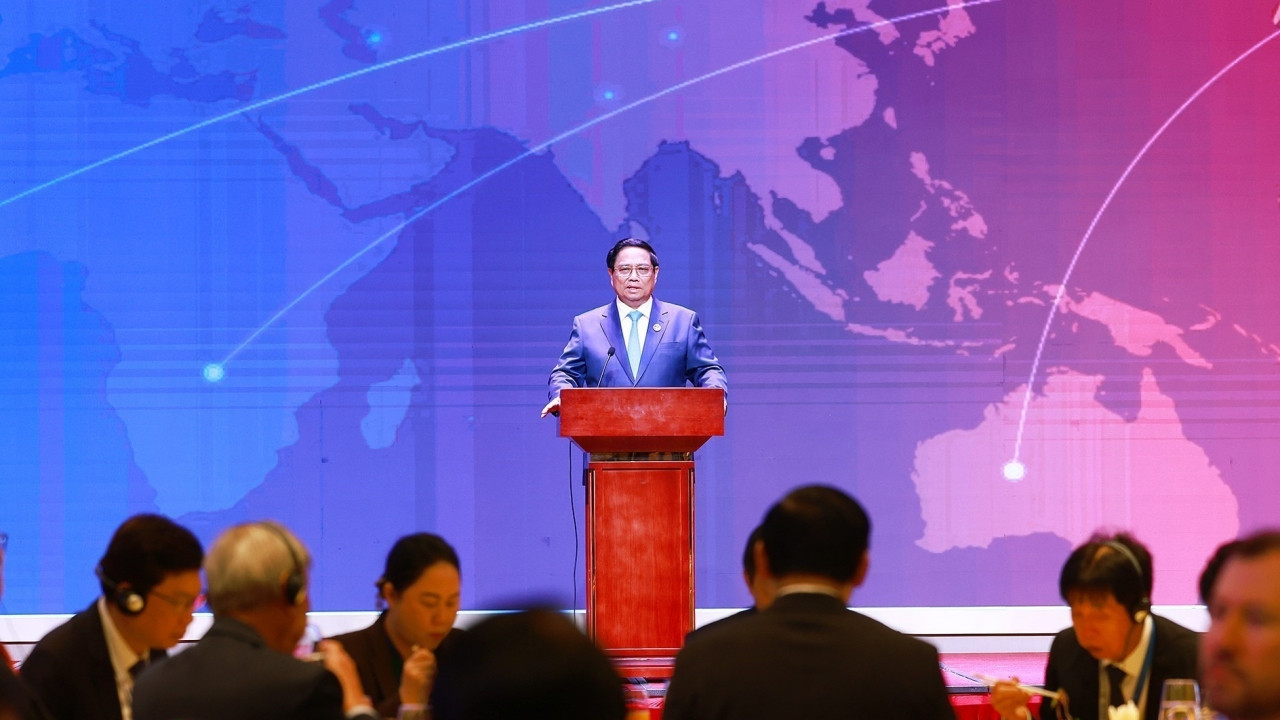 Thủ tướng Phạm Minh Chính phát biểu tại buổi ăn sáng và giao lưu với Hội đồng Tư vấn Kinh doanh ASEAN. (Ảnh: Dương Giang-TTXVN) Thủ tướng Phạm Minh Chính phát biểu tại buổi ăn sáng và giao lưu với Hội đồng Tư vấn Kinh doanh ASEAN. (Ảnh: Dương Giang-TTXVN)