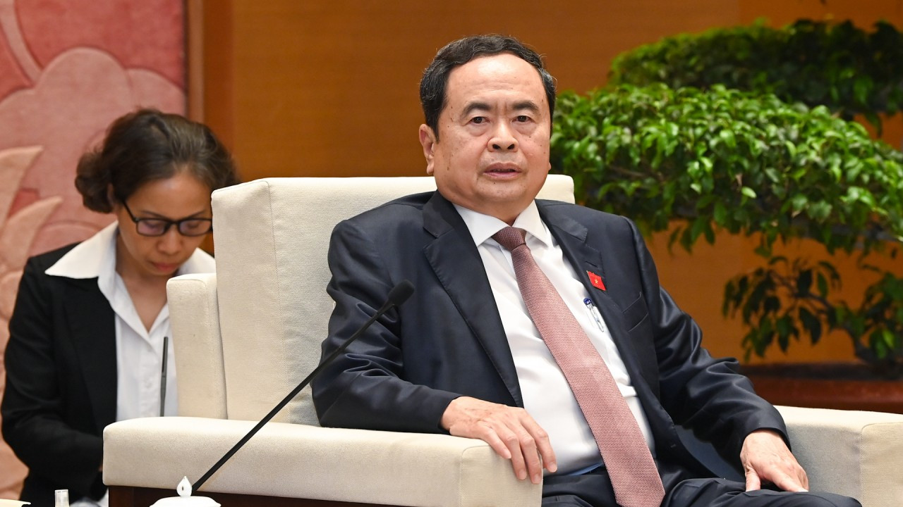 Chủ tịch Quốc hội Trần Thanh Mẫn phát biểu tại cuộc tiếp.