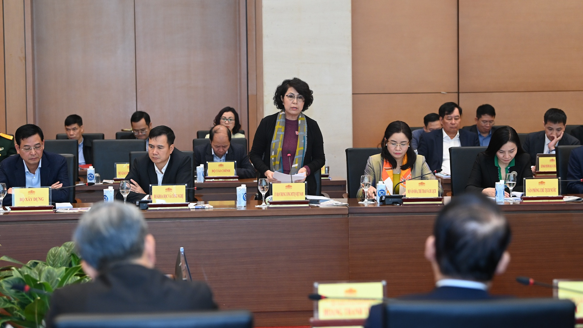 Phó Chủ tịch Ủy ban Trung ương Mặt trận Tổ quốc Việt Nam Tô Thị Bích Châu phát biểu tại Hội nghị.