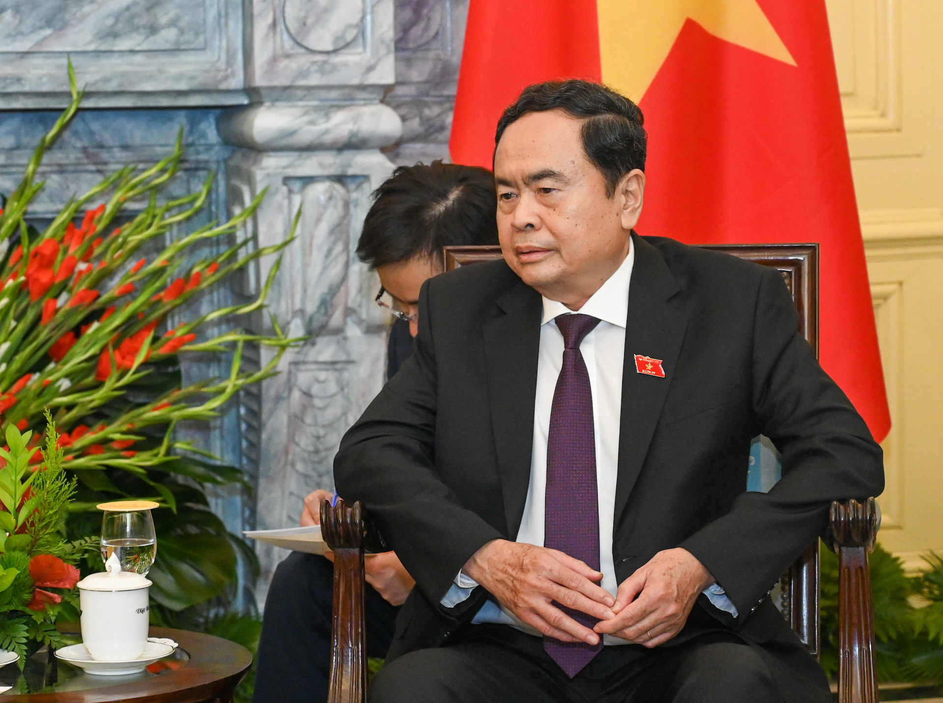 Chủ tịch Quốc hội Trần Thanh Mẫn phát biểu tại buổi hội kiến.