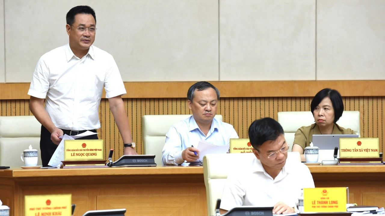 Tổng giám đốc Đài Truyền hình Việt Nam Lê Ngọc Quang phát biểu.