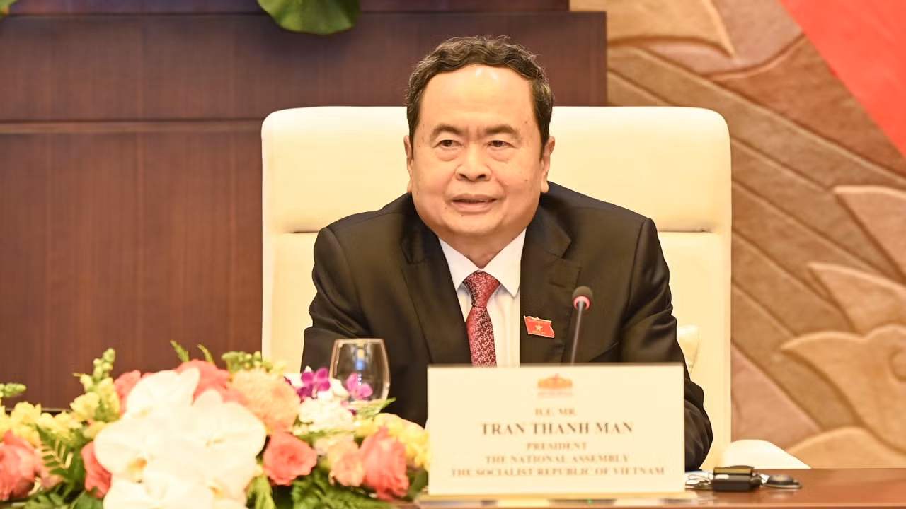 Chủ tịch Quốc hội Trần Thanh Mẫn phát biểu tại cuộc tiếp.