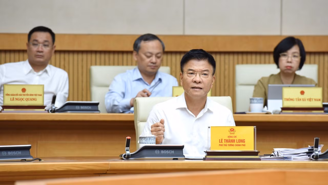 Phó Thủ tướng Lê Thành Long phát biểu.