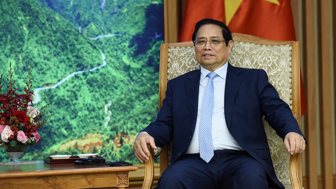 Thủ tướng Phạm Minh Chính phát biểu tại buổi tiếp Bộ trưởng Đầu tư, Thương mại và Công nghiệp Malaysia Zafrul Abdul Aziz.