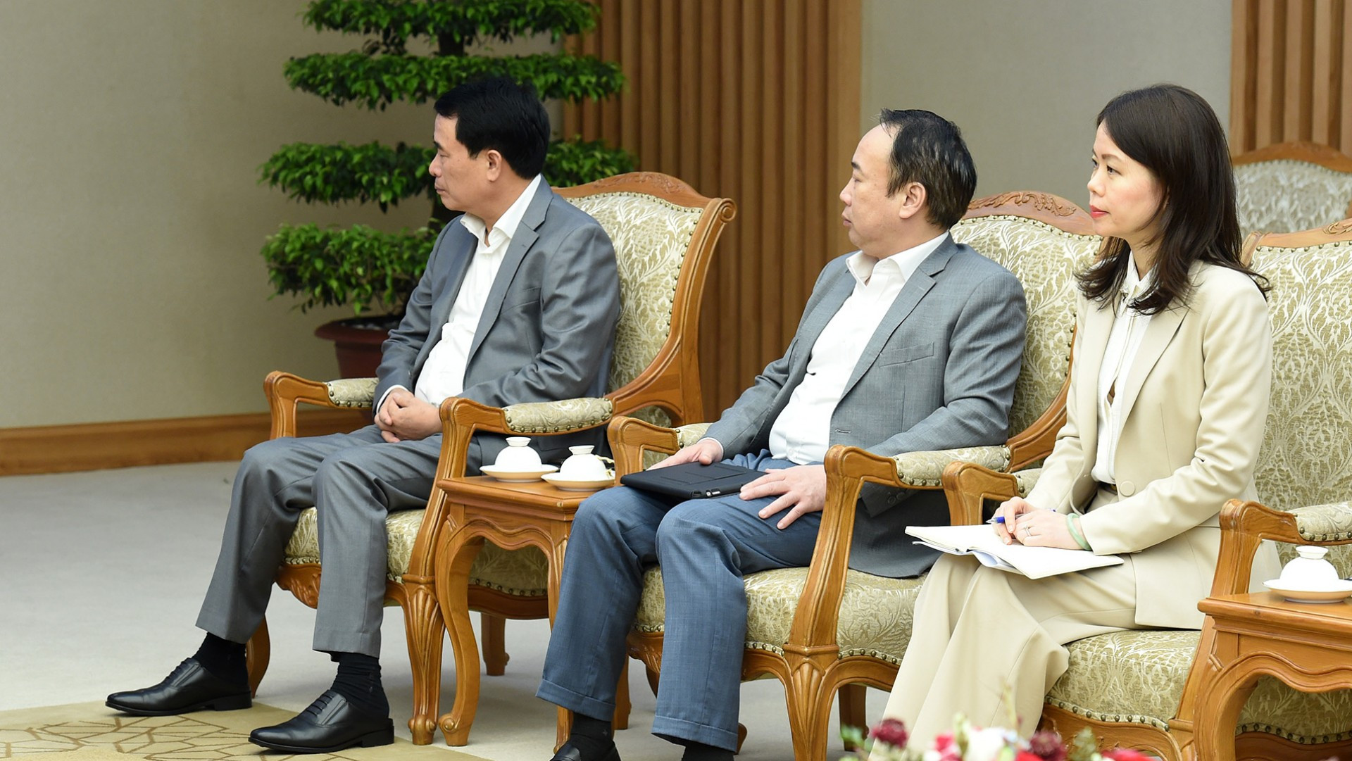 Đại diện lãnh đạo các bộ, ban, ngành của Chính phủ Việt Nam cùng tham dự buổi tiếp.