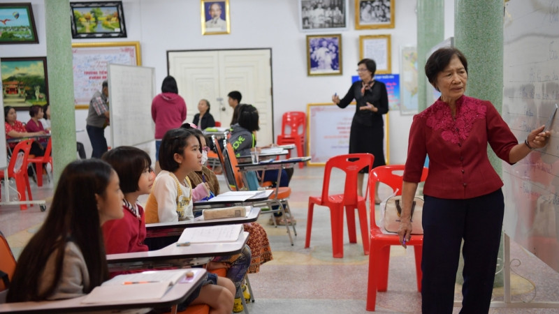 Một lớp học tiếng Việt ở chùa Khánh An, Udon Thani.