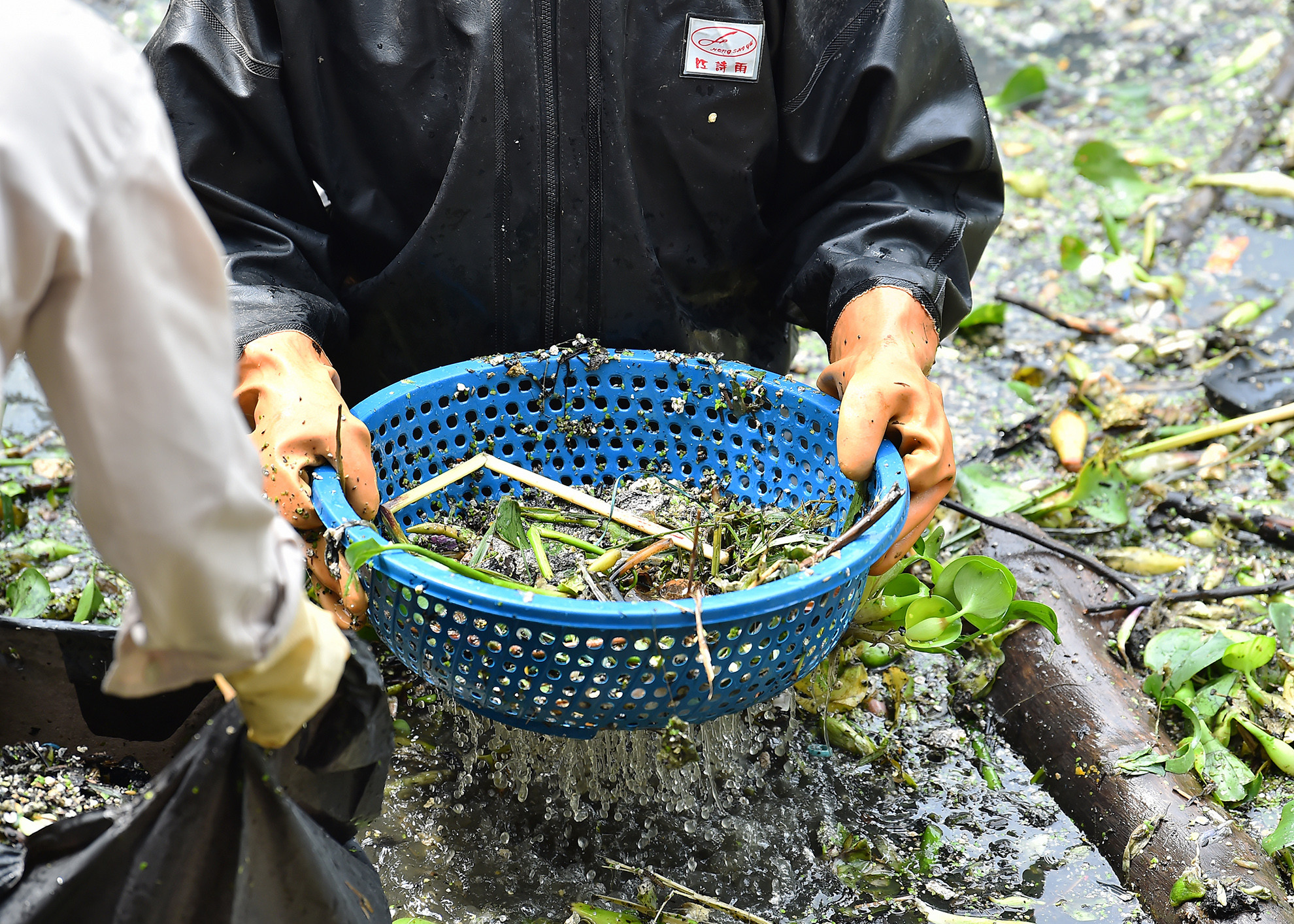 Rác thải sau khi thu gom vào gần bờ sẽ được phân loại riêng trước khi đóng túi chuyển lên. Rác thải sau khi thu gom vào gần bờ sẽ được phân loại riêng trước khi đóng túi chuyển lên.