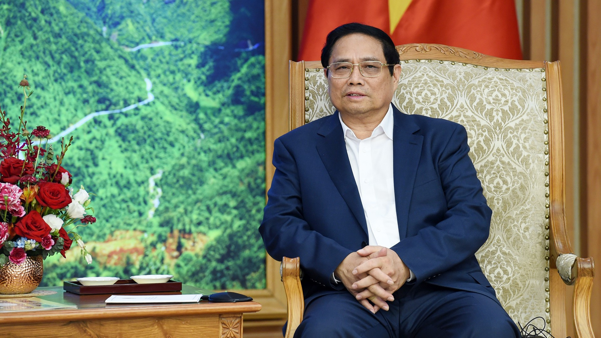 Thủ tướng Phạm Minh Chính phát biểu tại buổi tiếp.