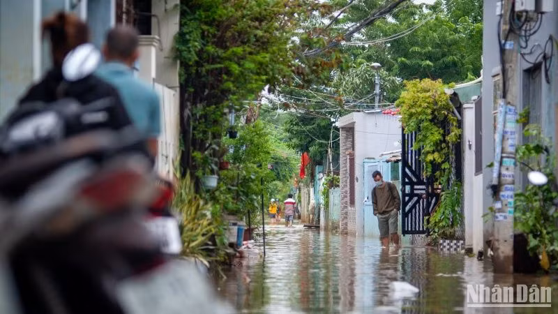 Dù sáng nay trời hửng nắng và tương đối ráo, nhưng nhiều hộ dân khu vực tổ 36 và tổ 37, khu dân cư 8 Đà Sơn vẫn phải chịu cảnh ngập úng và mất điện, gây khó khăn trong sinh hoạt.