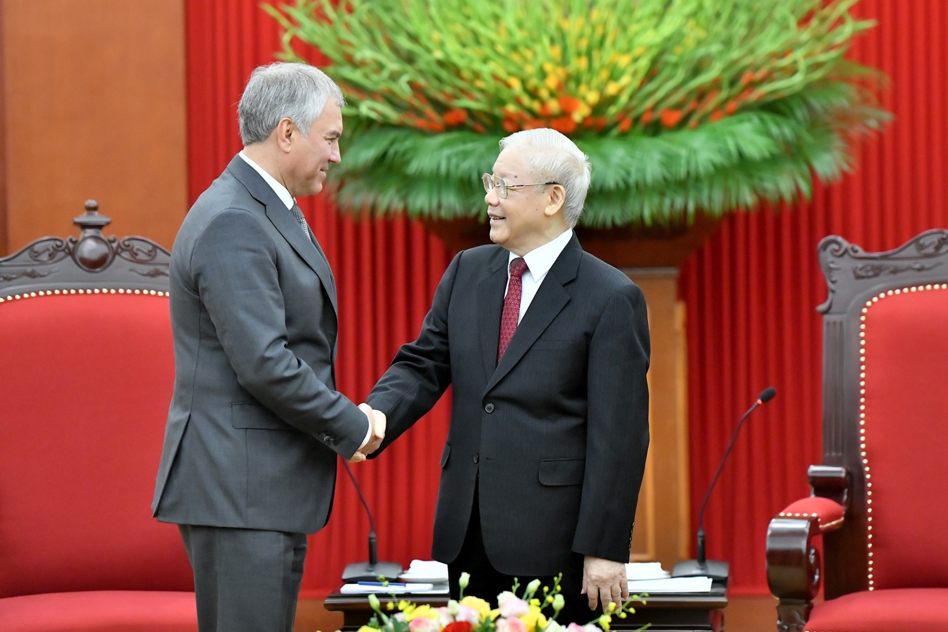 Tổng Bí thư Nguyễn Phú Trọng tiếp Chủ tịch Duma Quốc gia Nga Vyacheslav Viktorovich Volodin.