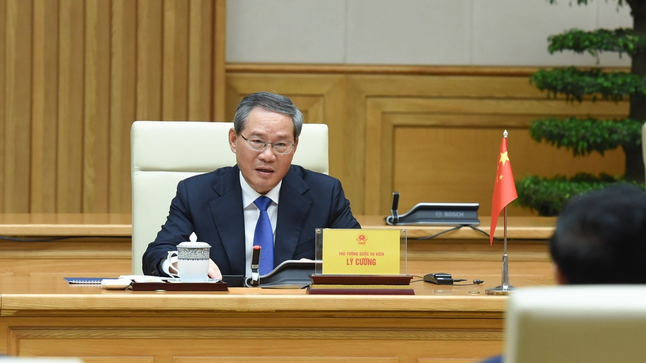 Thủ tướng Trung Quốc Lý Cường phát biểu tại buổi hội đàm.