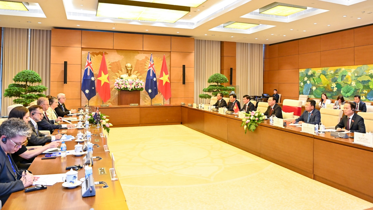 Quang cảnh buổi tiếp tại Nhà Quốc hội.