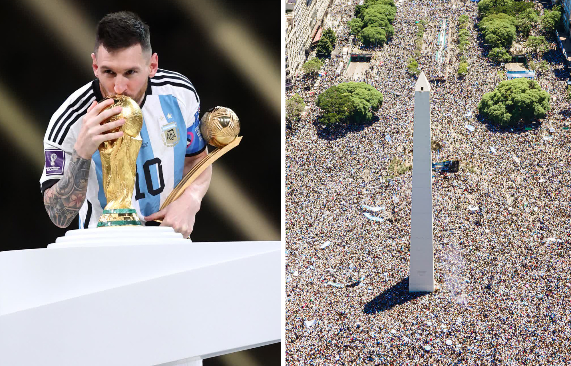 Hàng triệu người hâm mộ Argentina chào đón những người hùng trở về sau World Cup 2022. (Ảnh: FIFA)