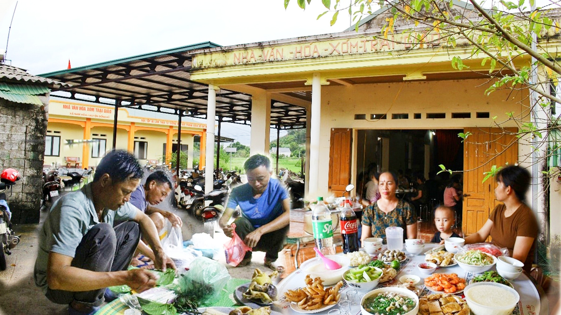 Các hộ trong cộng đồng dân cư cùng nhau trịnh trọng sắp lễ cơm mới.