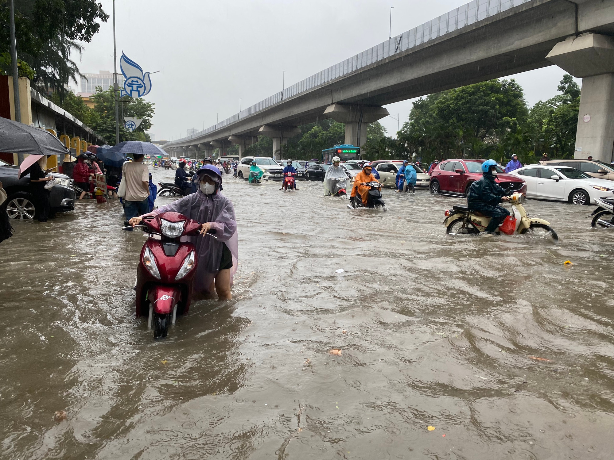Càng về gần trưa, mưa ngập càng trở nên nghiêm trọng.