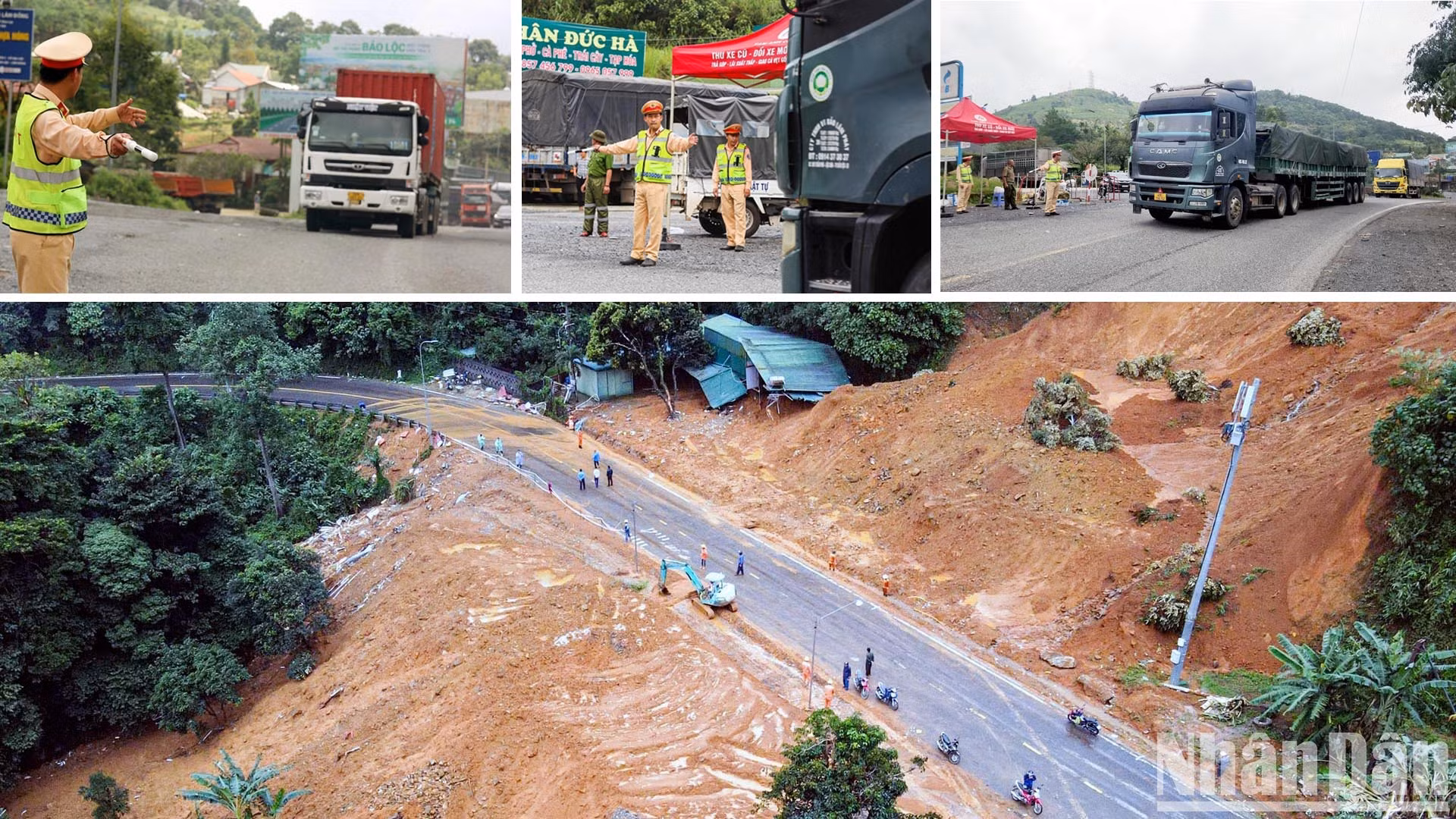 Toàn cảnh khu vực sạt lở nghiêm trọng tại đèo Bảo Lộc (Lâm Đồng) cuối tháng 7.