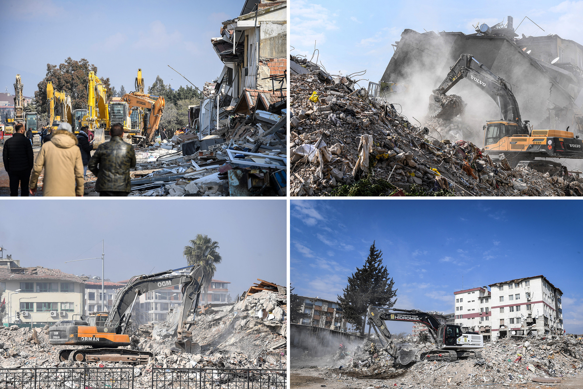 Khắp thành phố là cảnh máy xúc, máy ủi dọn dẹp những đống đổ nát, những ngôi nhà còn sót lại không bảo đảm an toàn để thực hiện quá trình tái thiết.